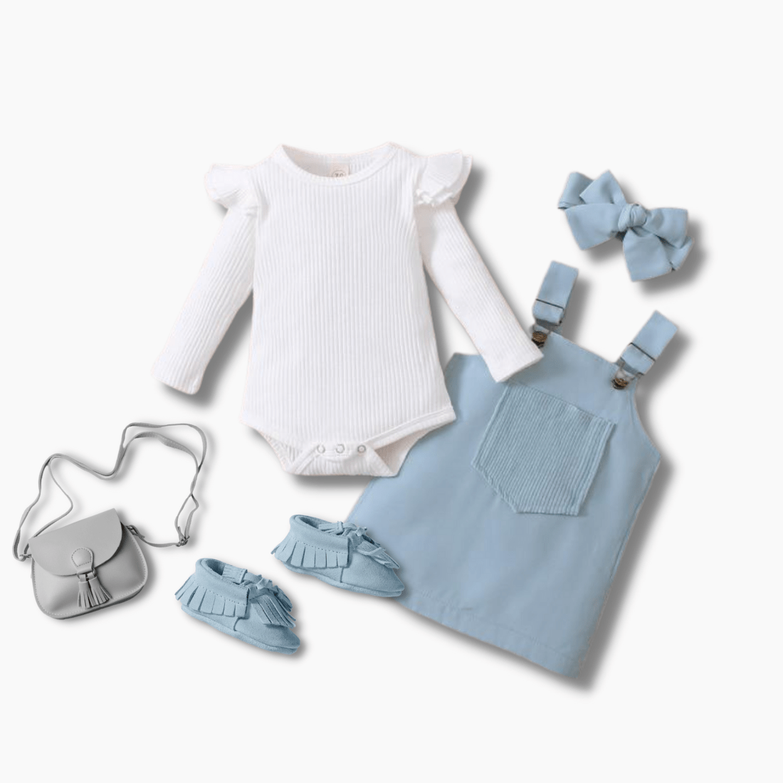 Candy Color Dungaree Dress Outfit