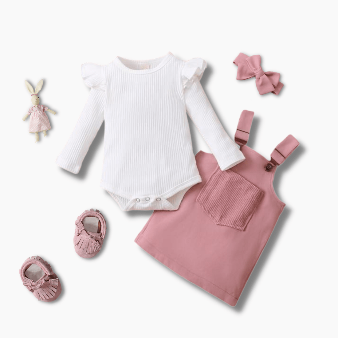 Candy Color Dungaree Dress Outfit