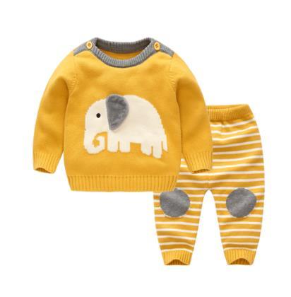 Cartoon Elephant Sweater Set
