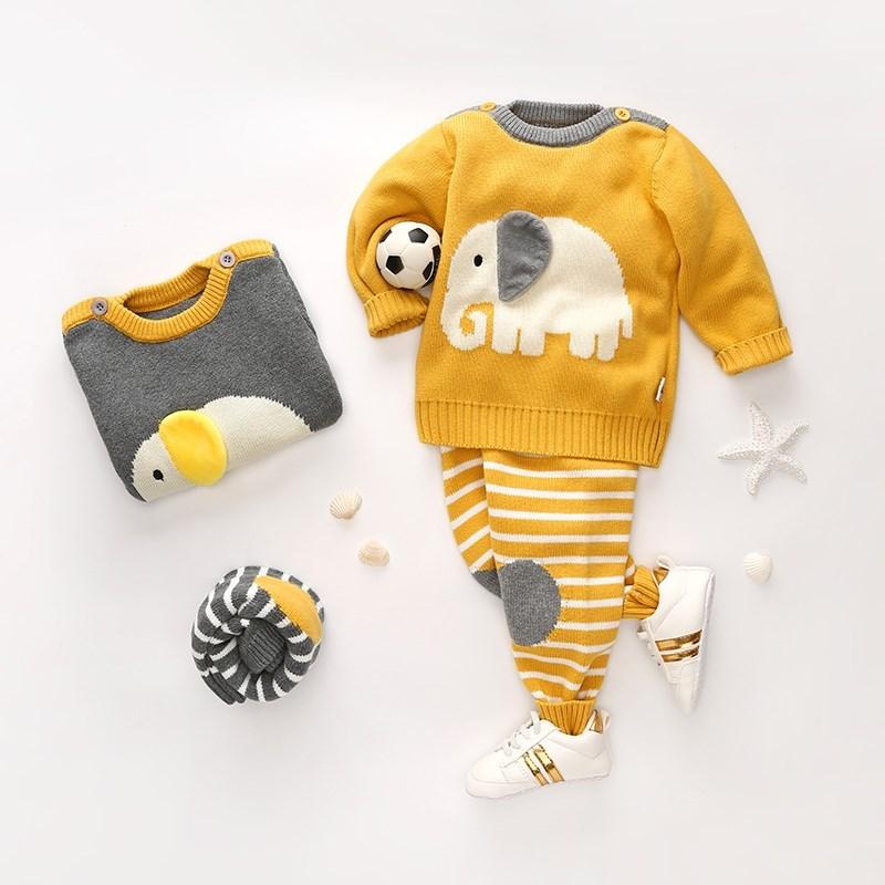 Cartoon Elephant Sweater Set