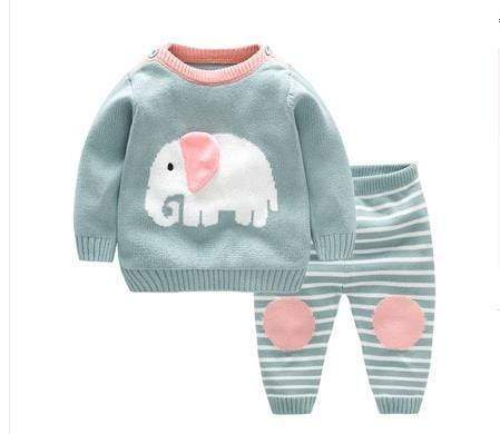 Cartoon Elephant Sweater Set