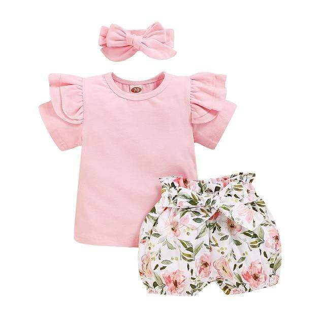 2 Pcs Floral Shorts Outfit