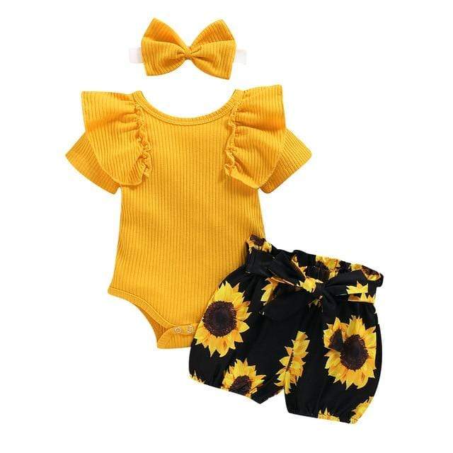 2 Pcs Floral Shorts Outfit