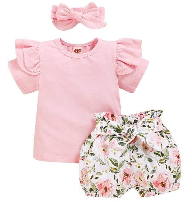 2 Pcs Floral Shorts Outfit