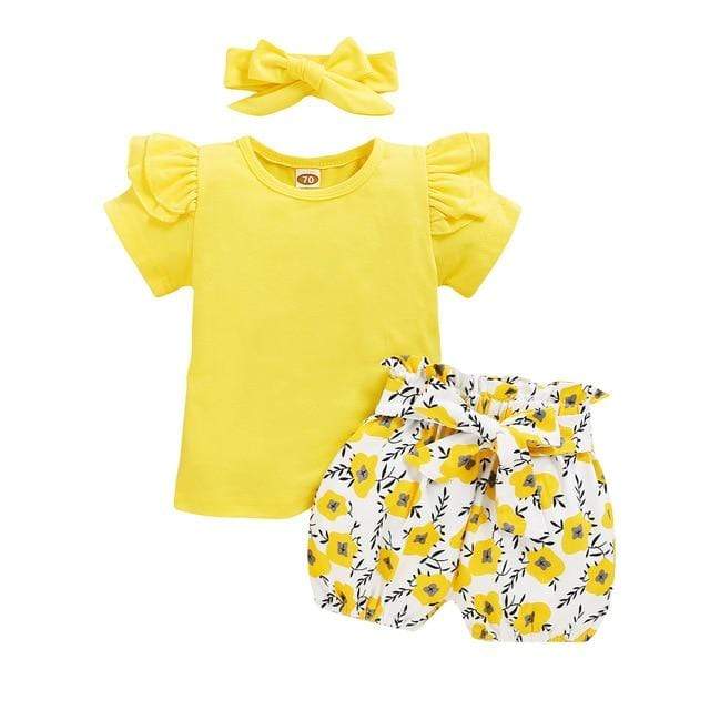2 Pcs Floral Shorts Outfit