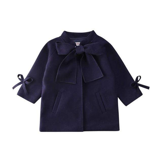 Girls Overcoat Woollen Bowknot