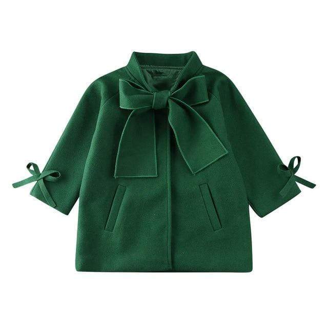 Girls Overcoat Woollen Bowknot