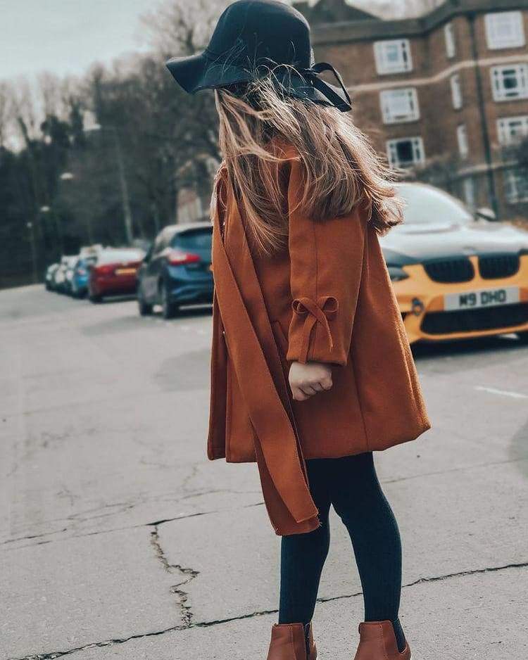 Girls Overcoat Woollen Bowknot