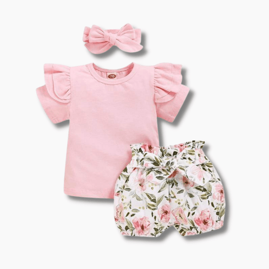 2 Pcs Floral Shorts Outfit