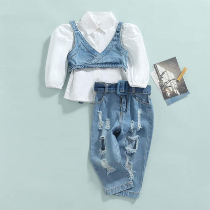 Denim Vest and Ripped Jeans Outfit