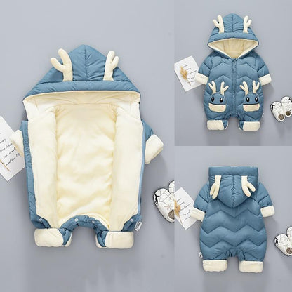 Baby Hooded Thick Velvet Snowsuit