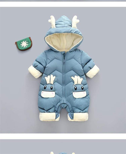 Baby Hooded Thick Velvet Snowsuit
