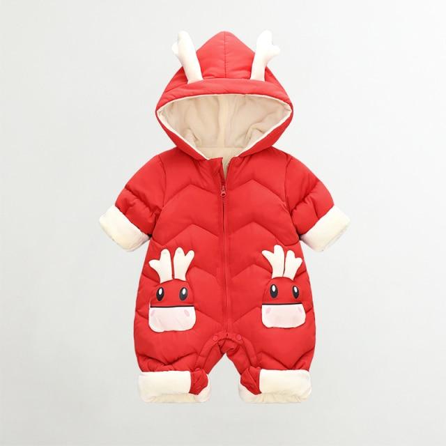 Baby Hooded Thick Velvet Snowsuit