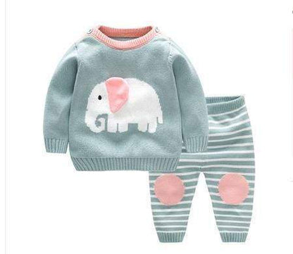 Cartoon Elephant Sweater Set