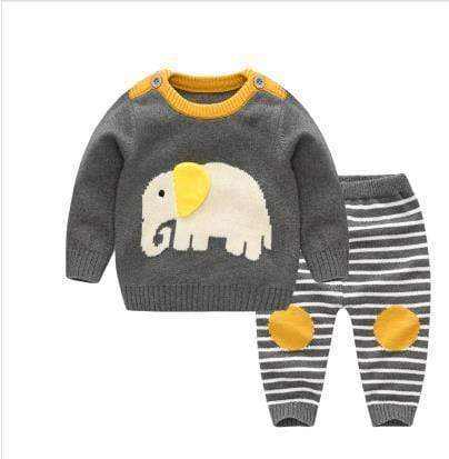 Cartoon Elephant Sweater Set
