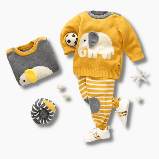Cartoon Elephant Sweater Set