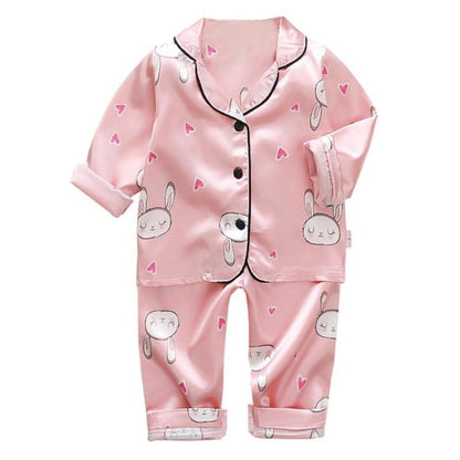 Cartoon Satin Pajamas Set