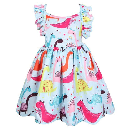 Cartoon Dinosaur Print Dress