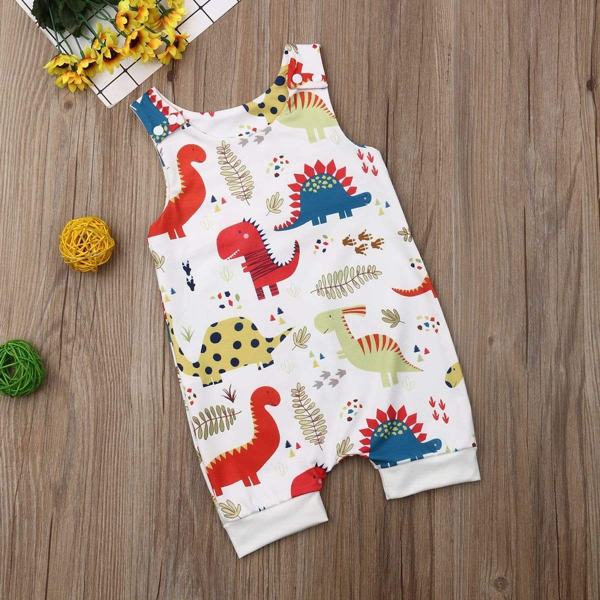Dinosaurs Print Sleeveless Romper