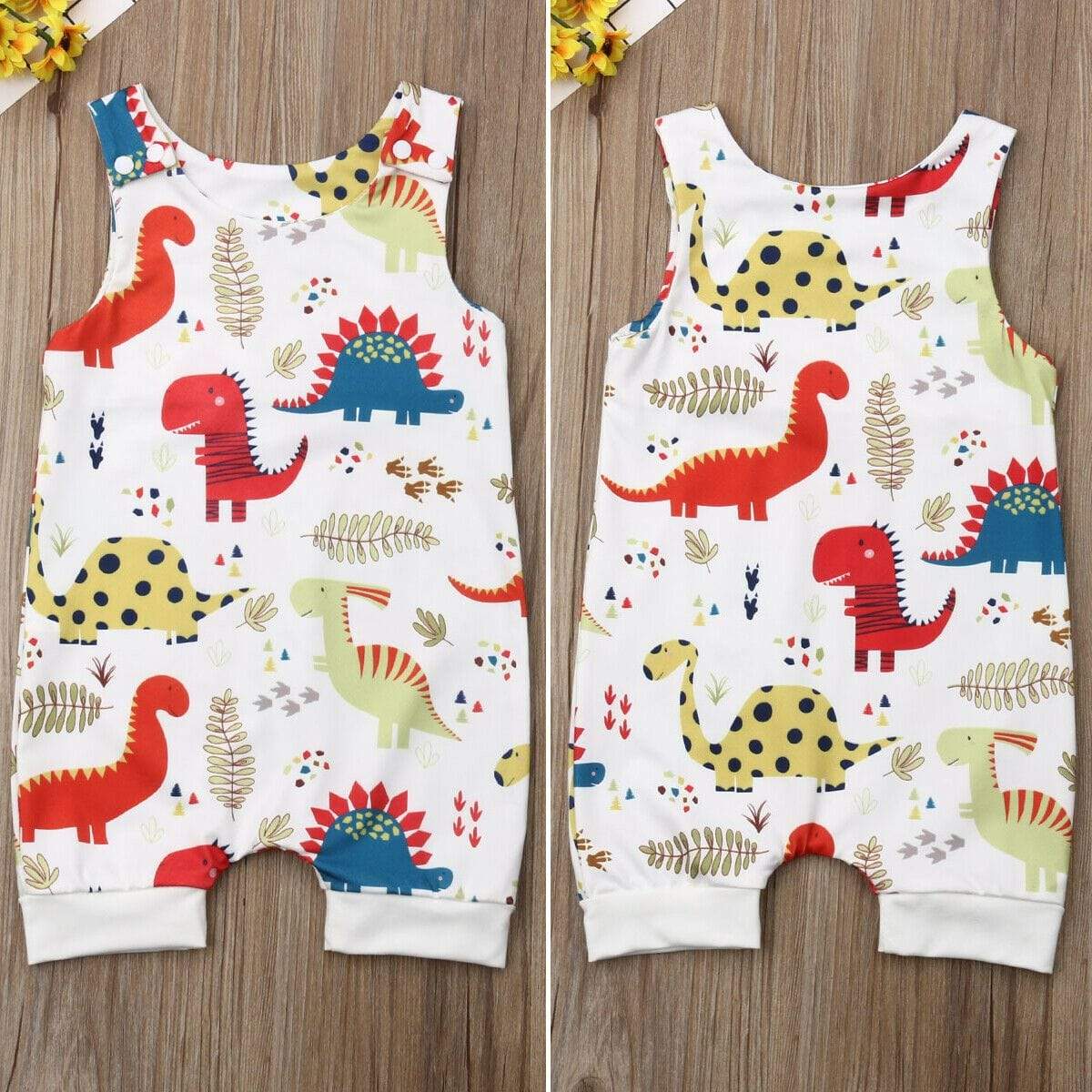 Dinosaurs Print Sleeveless Romper