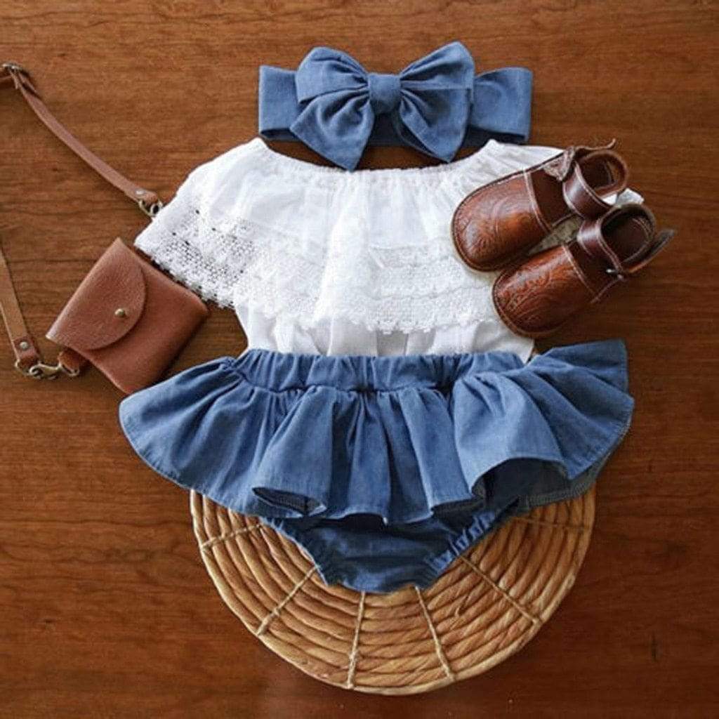 Girl Lace Off Shoulder Outfit