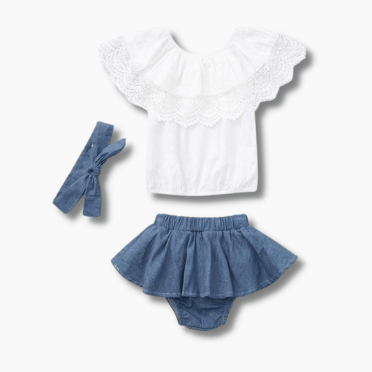 Girl Lace Off Shoulder Outfit