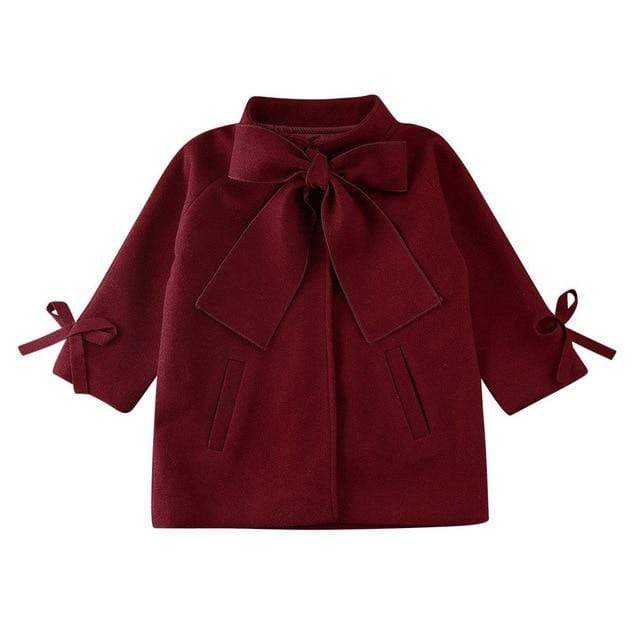 Girls Overcoat Woollen Bowknot