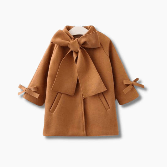 Girls Overcoat Woollen Bowknot