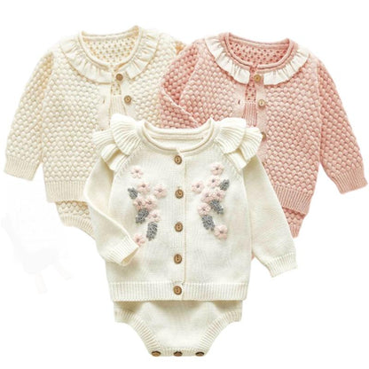 Baby Knitted Sweater Romper Set