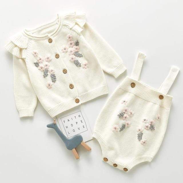 Baby Knitted Sweater Romper Set