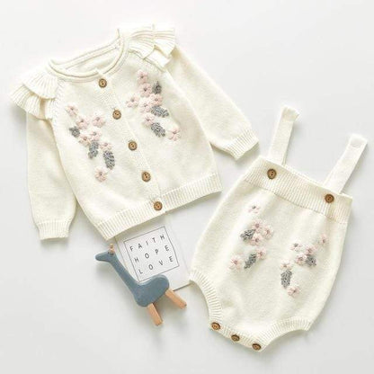 Baby Knitted Sweater Romper Set