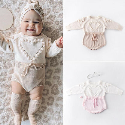 Lovely Heart Knitted Rompers