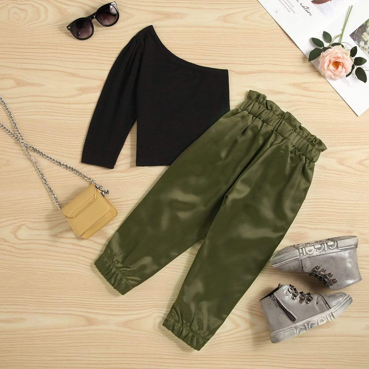 One Shoulder Top and Pants Set