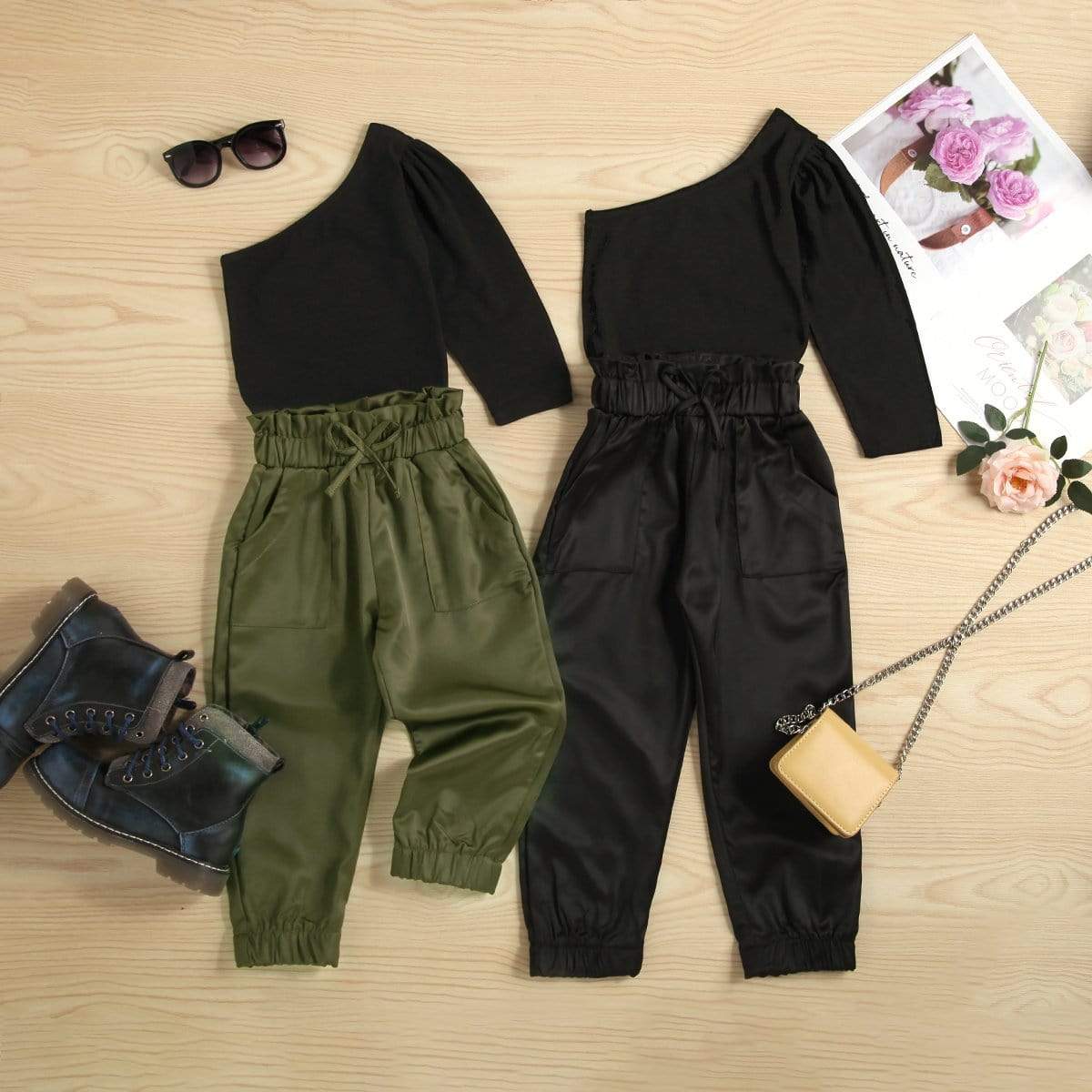 One Shoulder Top and Pants Set