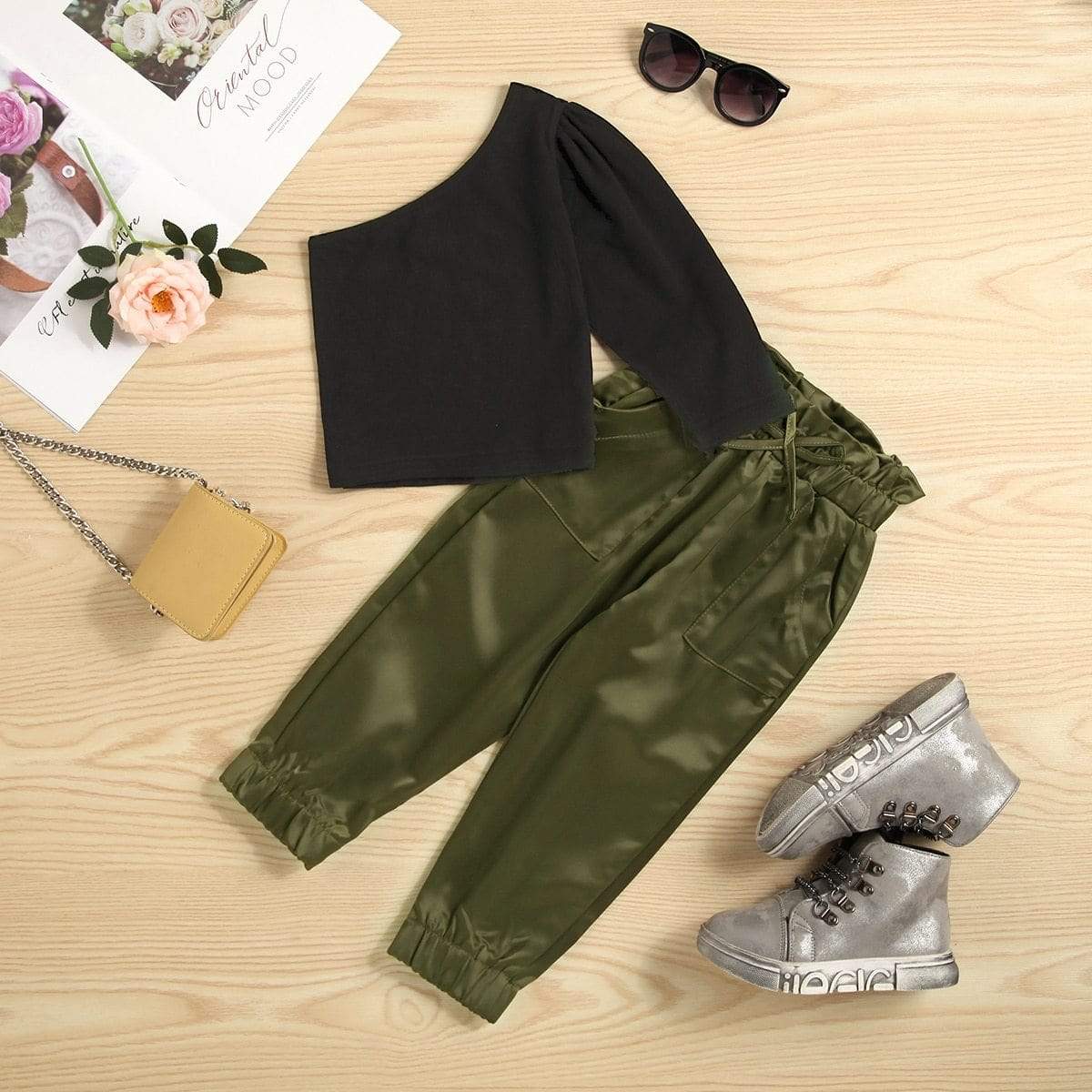 One Shoulder Top and Pants Set