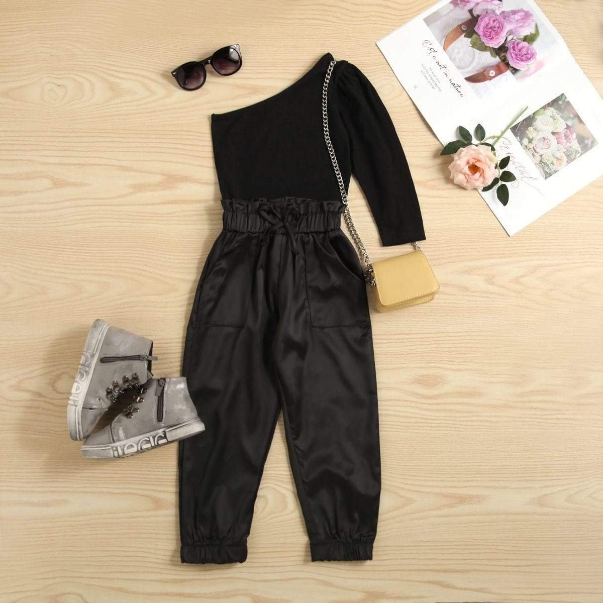 One Shoulder Top and Pants Set