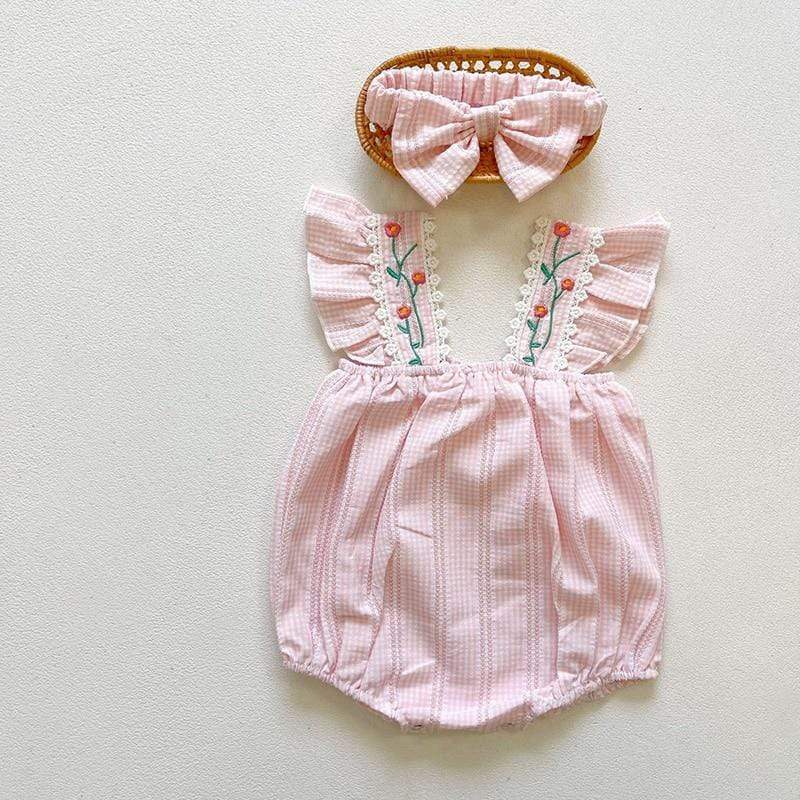 Vintage Floral Embroidered Romper