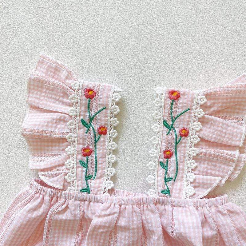 Vintage Floral Embroidered Romper