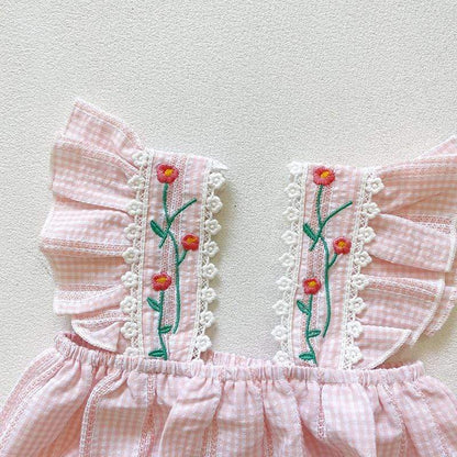 Vintage Floral Embroidered Romper
