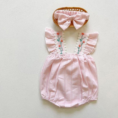 Vintage Floral Embroidered Romper