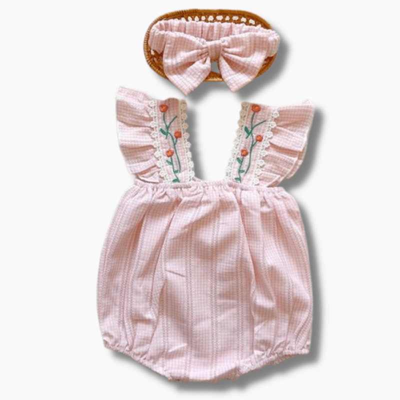 Vintage Floral Embroidered Romper
